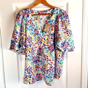 Charter Club Multicolor Floral Linen Tunic Top - XL